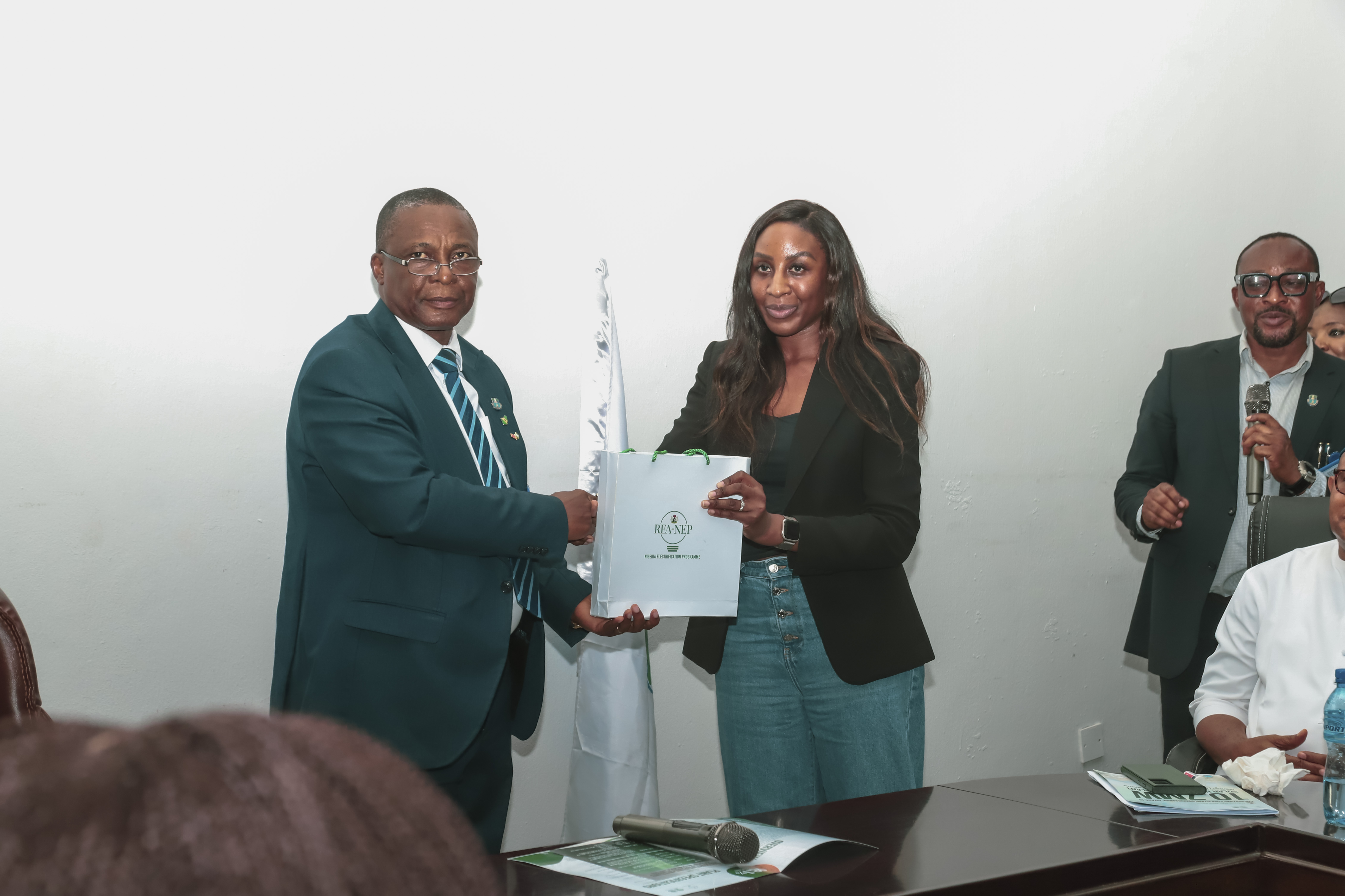 The Energizing Education Programme phase III component lead, Ms. Funmi Jones and the vice chancellor of University of Port Harcourt, Prof. Owunari Abraham Georgewell during a courtesy visit and inspection to 10.7 solar hybrid plant deployed to the University and its teaching hospital, under EEP phase III.