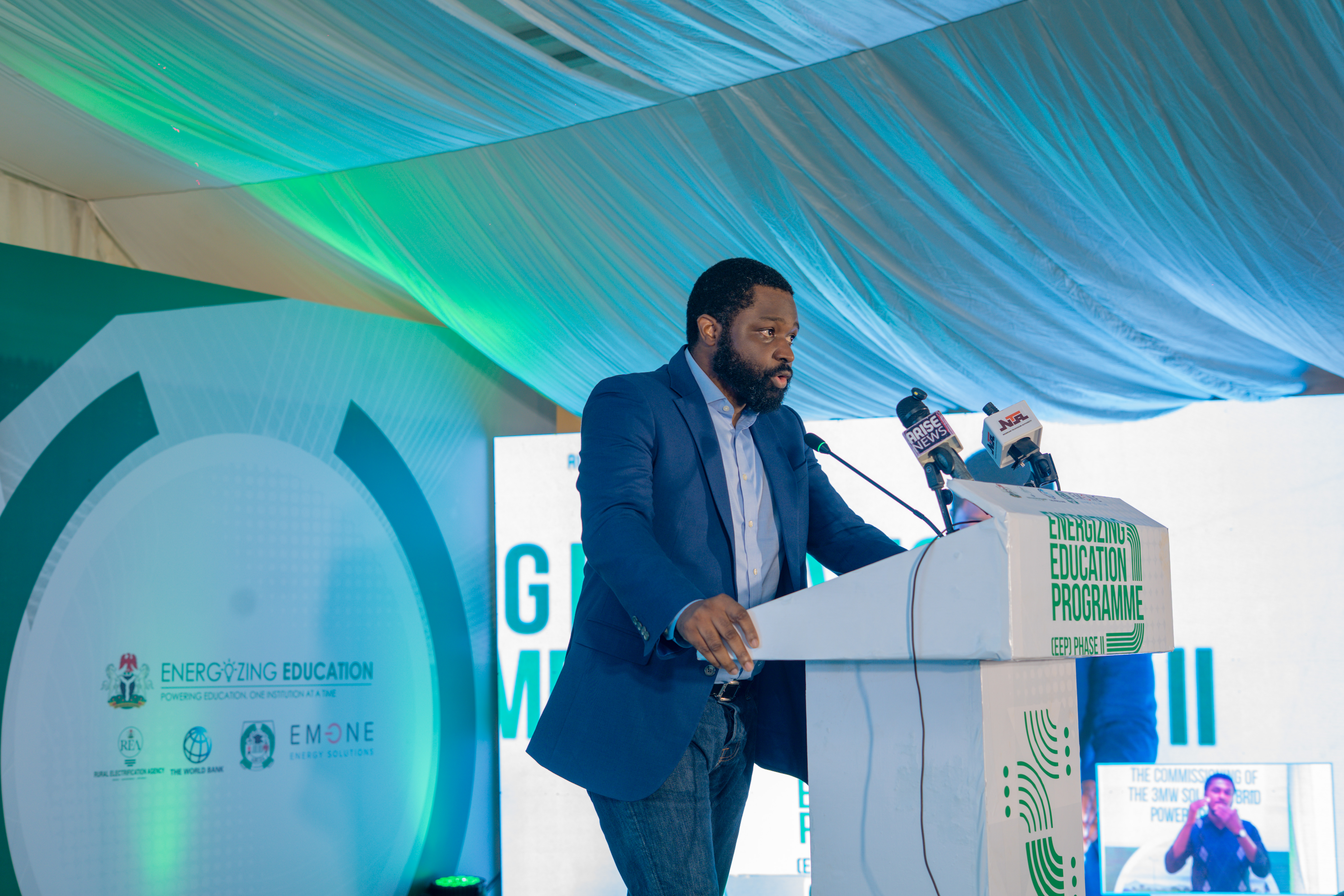 Figure 5 Olufemi Akinyelure, Head of the Nigeria Electrification Programme, REA, delivers the vote of thanks during the commissioning of the 3MW Solar Hybrid Power Project under the Energizing Education Programme Phase II at Yakubu Gowon University on 16 September 2026