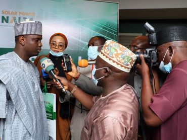 MD/CEO fielding questions from journalist during the solar power naija launch programme